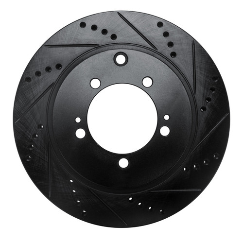 R1 03-06 Mitsubishi Lancer Rear Right Drilled & Slotted Black Brake Rotor