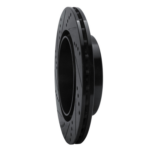R1 03-06 Mitsubishi Lancer Rear Right Drilled & Slotted Black Brake Rotor