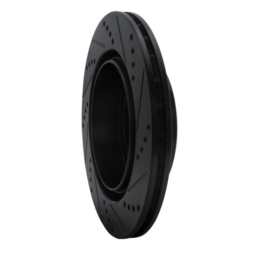 R1 03-06 Mitsubishi Lancer Rear Left Drilled & Slotted Black Brake Rotor