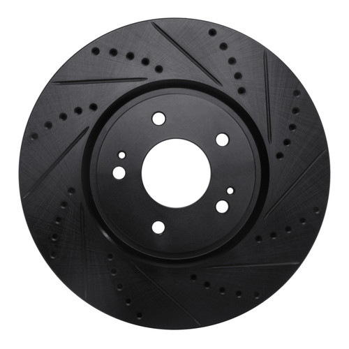 R1 03-06 Mitsubishi Lancer Front Right Drilled & Slotted Black Brake Rotor