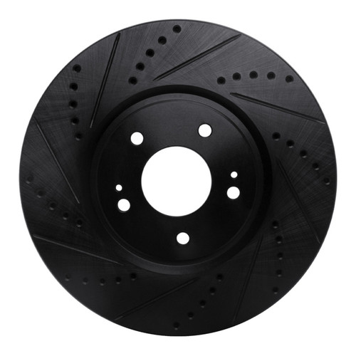 R1 03-06 Mitsubishi Lancer Front Left Drilled & Slotted Black Brake Rotor