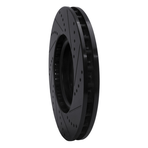 R1 03-06 Mitsubishi Lancer Front Left Drilled & Slotted Black Brake Rotor