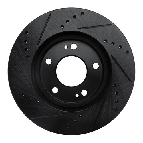 R1 00-24 Chrysler SEBRING Front Right Drilled & Slotted Black Brake Rotor