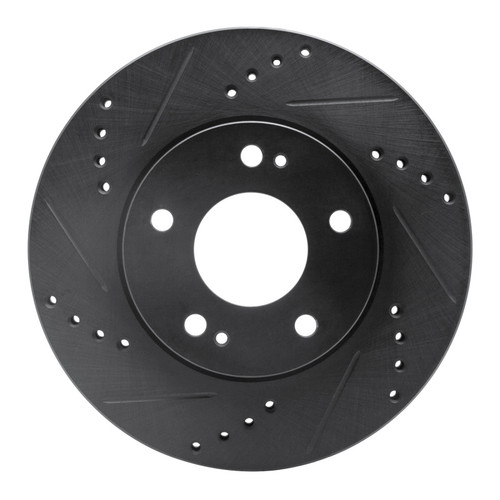 R1 00-24 Chrysler SEBRING Front Left Drilled & Slotted Black Brake Rotor