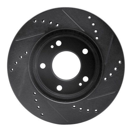R1 00-24 Chrysler SEBRING Front Left Drilled & Slotted Black Brake Rotor