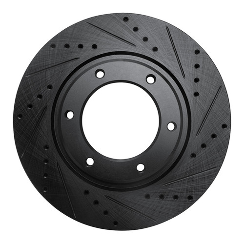 R1 93-97 Lexus LX450 Front Right Drilled & Slotted Black Brake Rotor