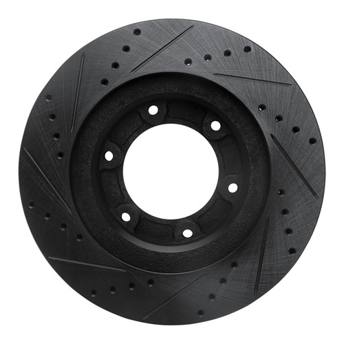 R1 93-97 Lexus LX450 Front Right Drilled & Slotted Black Brake Rotor