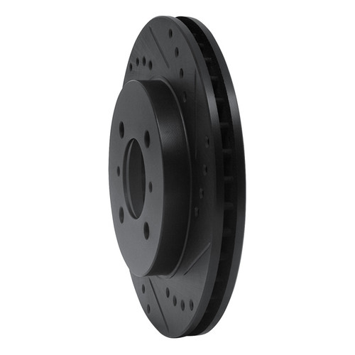 R1 98-07 Mitsubishi Lancer Front Right Drilled & Slotted Black Brake Rotor