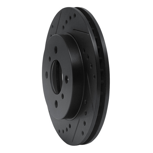 R1 98-07 Mitsubishi Mirage Front Left Drilled & Slotted Black Brake Rotor