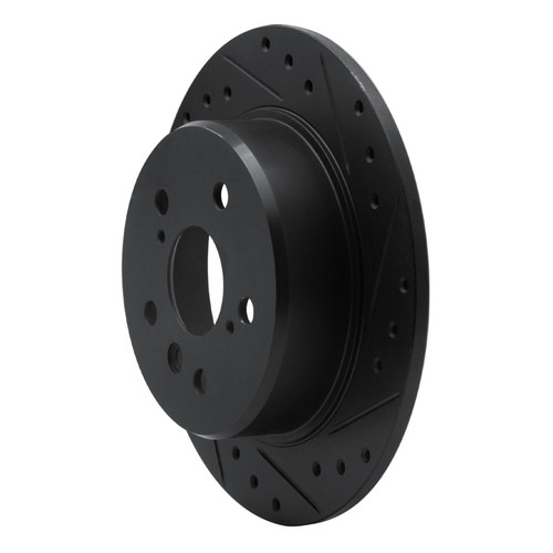 R1 99-03 Lexus RX300 Rear Right Drilled & Slotted Black Brake Rotor