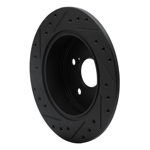 R1 99-03 Lexus RX300 Rear Right Drilled & Slotted Black Brake Rotor