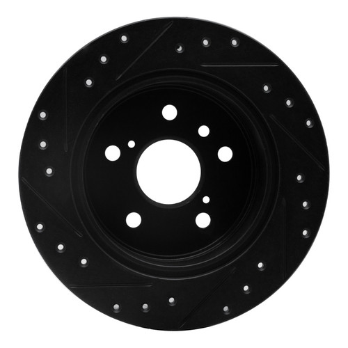 R1 99-03 Lexus RX300 Rear Right Drilled & Slotted Black Brake Rotor