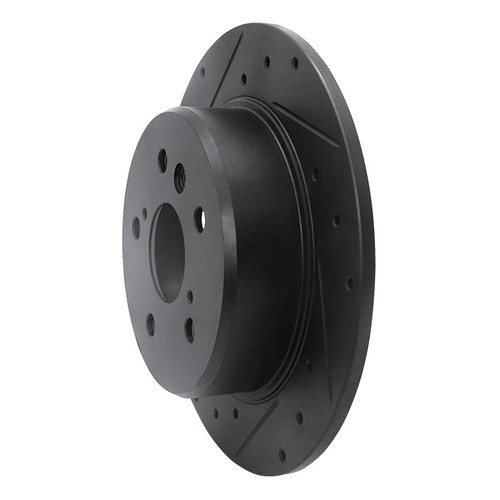 R1 99-03 Lexus RX300 Rear Left Drilled & Slotted Black Brake Rotor