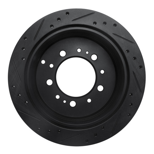 R1 98-07 Lexus LX470 Rear Right Drilled & Slotted Black Brake Rotor