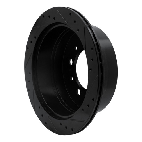 R1 98-07 Lexus LX470 Rear Left Drilled & Slotted Black Brake Rotor