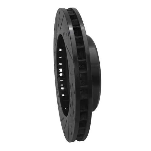 R1 98-07 Lexus LX470 Front Right Drilled & Slotted Black Brake Rotor