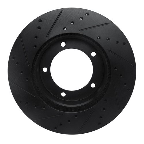 R1 98-07 Lexus LX470 Front Right Drilled & Slotted Black Brake Rotor