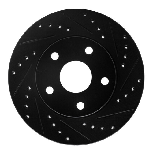 R1 91-96 Toyota Previa Front Right Drilled & Slotted Black Brake Rotor