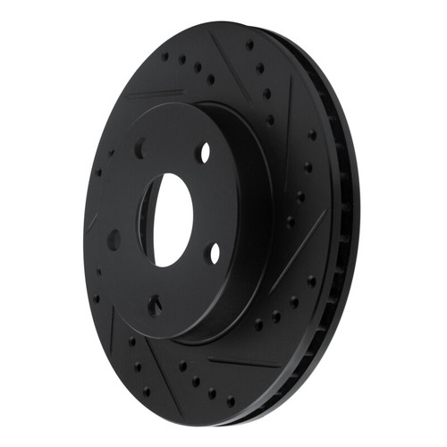 R1 91-96 Toyota Previa Front Right Drilled & Slotted Black Brake Rotor