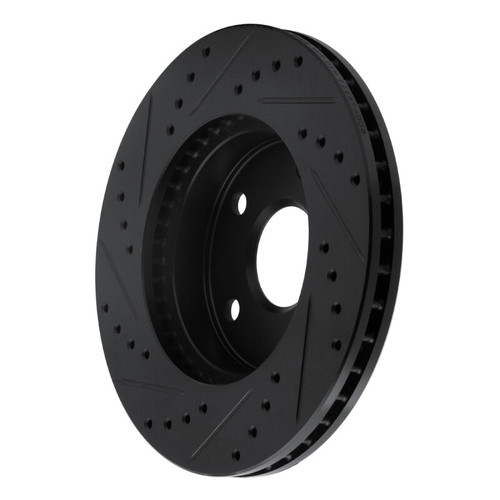 R1 91-96 Toyota Previa Front Right Drilled & Slotted Black Brake Rotor