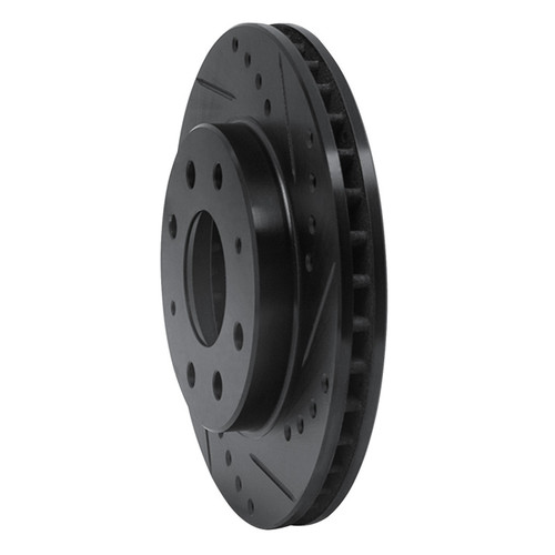 R1 88-07 Dodge Colt Front Right Drilled & Slotted Black Brake Rotor