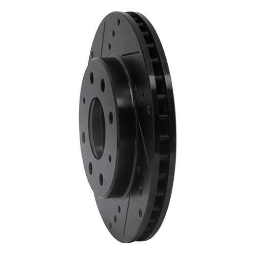 R1 88-07 Dodge Colt Front Left Drilled & Slotted Black Brake Rotor