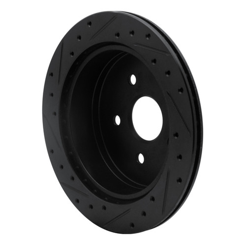 R1 86-97 Toyota Previa Rear Right Drilled & Slotted Black Brake Rotor