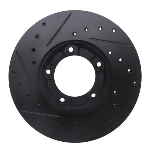 R1 85-92 Toyota Pickup Front Right Drilled & Slotted Black Brake Rotor