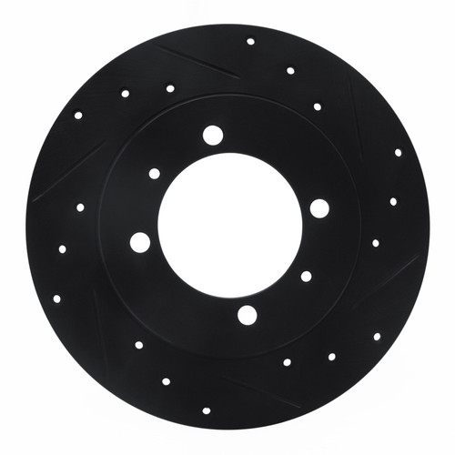 R1 88-93 Dodge Colt Rear Right Drilled & Slotted Black Brake Rotor