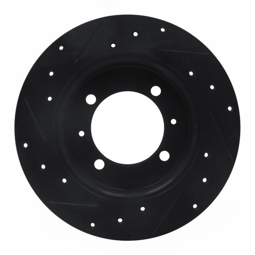 R1 88-93 Dodge Colt Rear Right Drilled & Slotted Black Brake Rotor