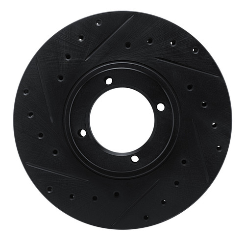 R1 84-85 Toyota Van Front Left Drilled & Slotted Black Brake Rotor