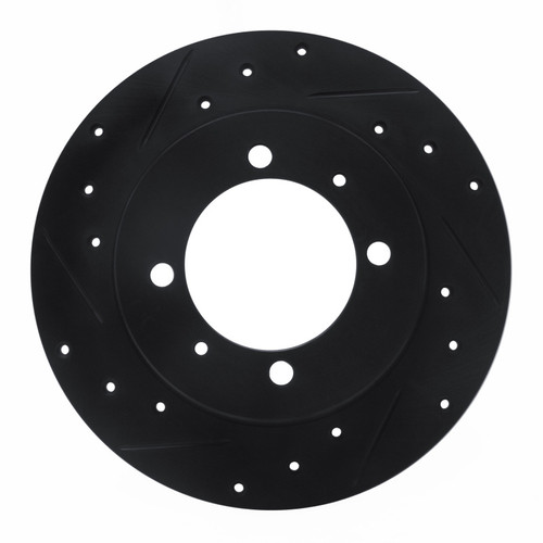 R1 88-93 Dodge 2000 GTX Rear Left Drilled & Slotted Black Brake Rotor