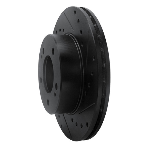 R1 83-89 Chrysler Conquest Front Right Drilled & Slotted Black Brake Rotor