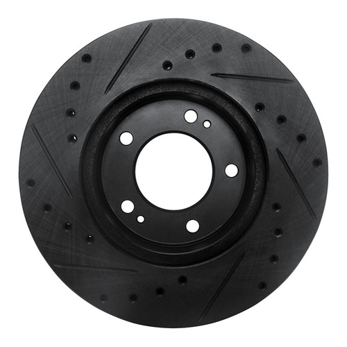 R1 83-89 Chrysler Conquest Front Right Drilled & Slotted Black Brake Rotor