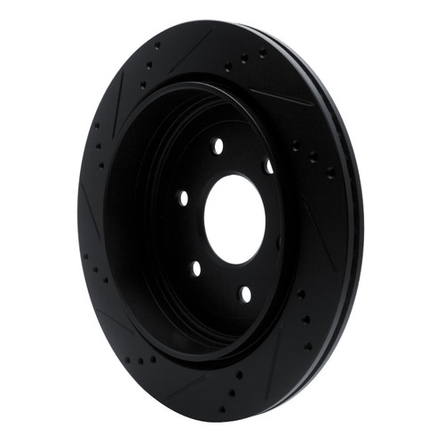 R1 10-24 Infiniti QX80 Rear Right Drilled & Slotted Black Brake Rotor