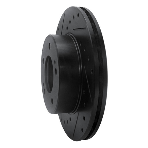 R1 83-89 Chrysler Conquest Front Left Drilled & Slotted Black Brake Rotor