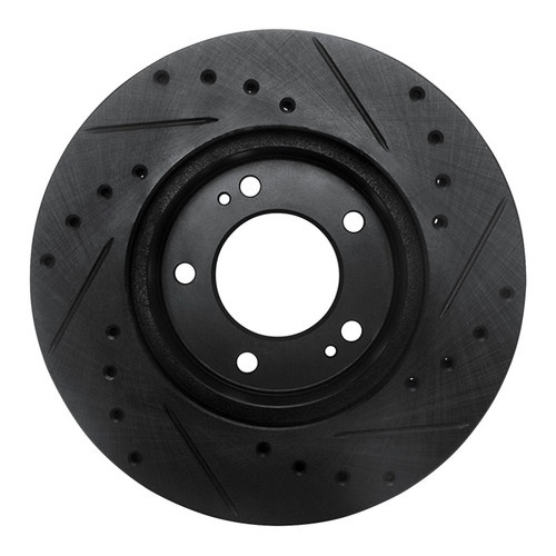 R1 83-89 Chrysler Conquest Front Left Drilled & Slotted Black Brake Rotor