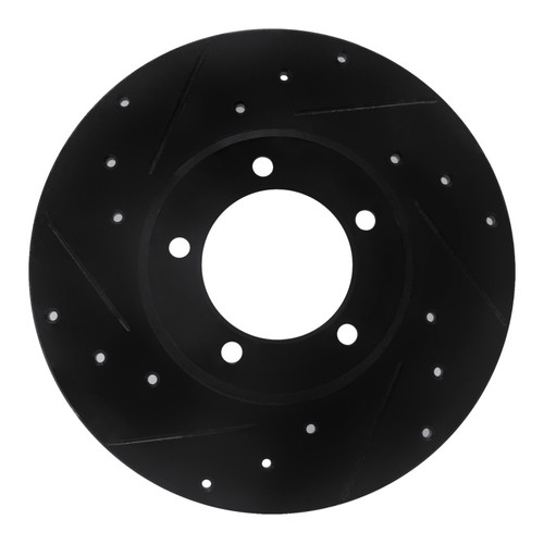 R1 75-83 Toyota Pickup Front Left Drilled & Slotted Black Brake Rotor