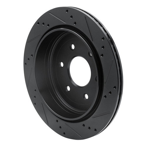 R1 10-24 Infiniti QX56 Rear Left Drilled & Slotted Black Brake Rotor