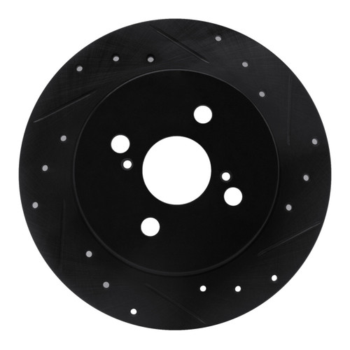 R1 12-18 Toyota Yaris (USA/Canada) Rear Right Drilled & Slotted Black Brake Rotor