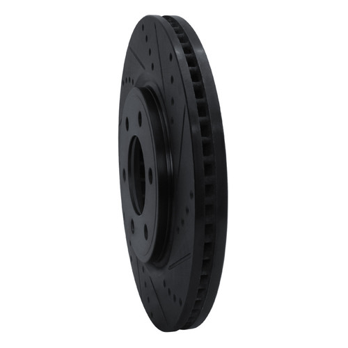 R1 07-24 Infiniti QX80 Front Right Drilled & Slotted Black Brake Rotor