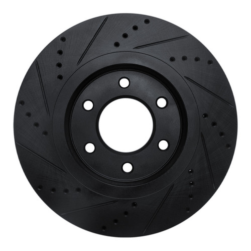 R1 07-24 Infiniti QX80 Front Right Drilled & Slotted Black Brake Rotor