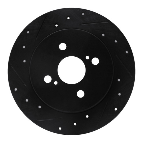 R1 12-18 Toyota Yaris (USA/Canada) Rear Left Drilled & Slotted Black Brake Rotor
