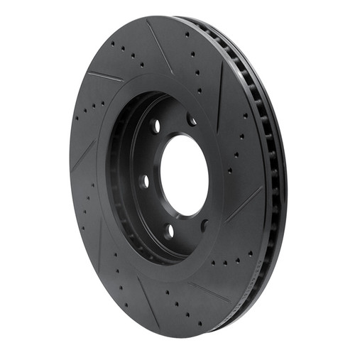 R1 07-24 Infiniti QX56 Front Left Drilled & Slotted Black Brake Rotor