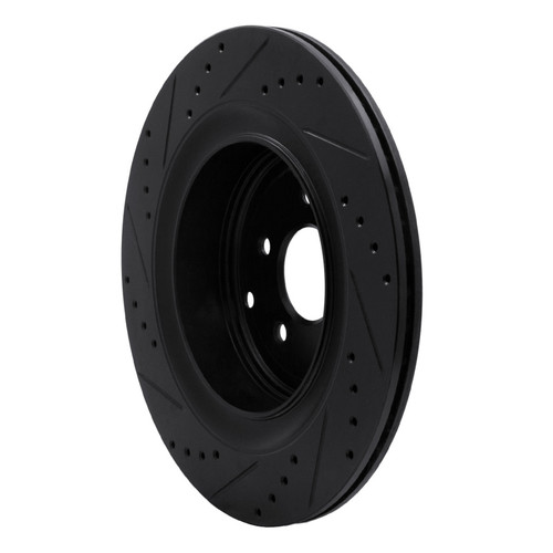 R1 09-24 Infiniti Q70L Rear Right Drilled & Slotted Black Brake Rotor