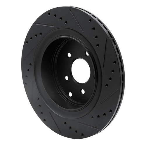 R1 09-24 Infiniti Q70L Rear Left Drilled & Slotted Black Brake Rotor