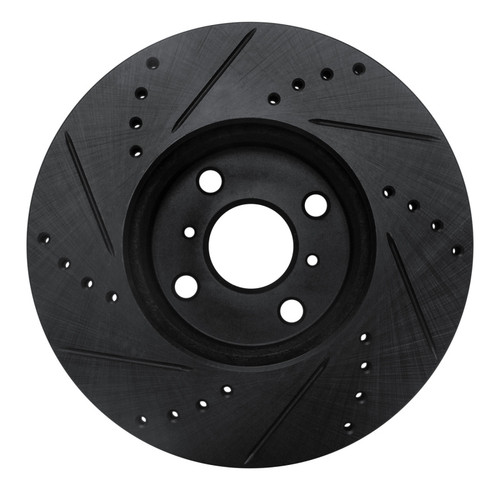 R1 12-18 Toyota Yaris (USA/Canada) Front Right Drilled & Slotted Black Brake Rotor