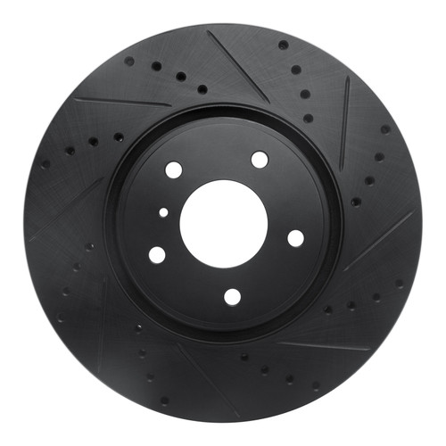 R1 05-14 Infiniti FX45 Front Right Drilled & Slotted Black Brake Rotor