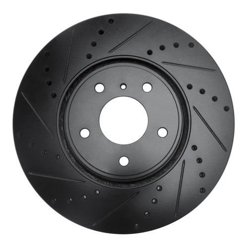R1 05-14 Infiniti FX35 Front Left Drilled & Slotted Black Brake Rotor