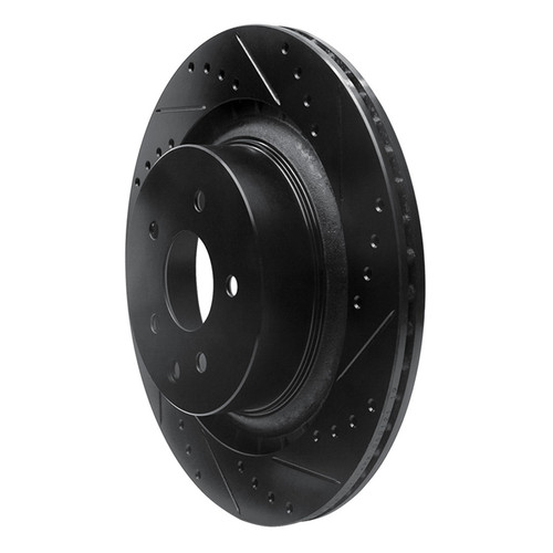 R1 08-25 Infiniti Q60 Rear Right Drilled & Slotted Black Brake Rotor